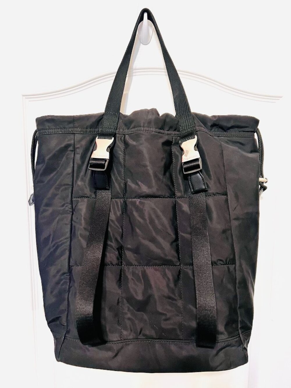 Calvin Klein Black Quilted Nylon Backpack-Adj. Strap-Adjustable strap-Duffle Bag